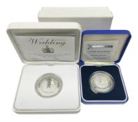 The Royal Mint United Kingdom 2000 'Millennium' silver proof five pound coin and 2011 'The Royal Wed