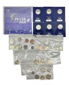 Queen Elizabeth II mostly commemorative coinage including Isle of Man 2019 'The Peter Pan fifty penc