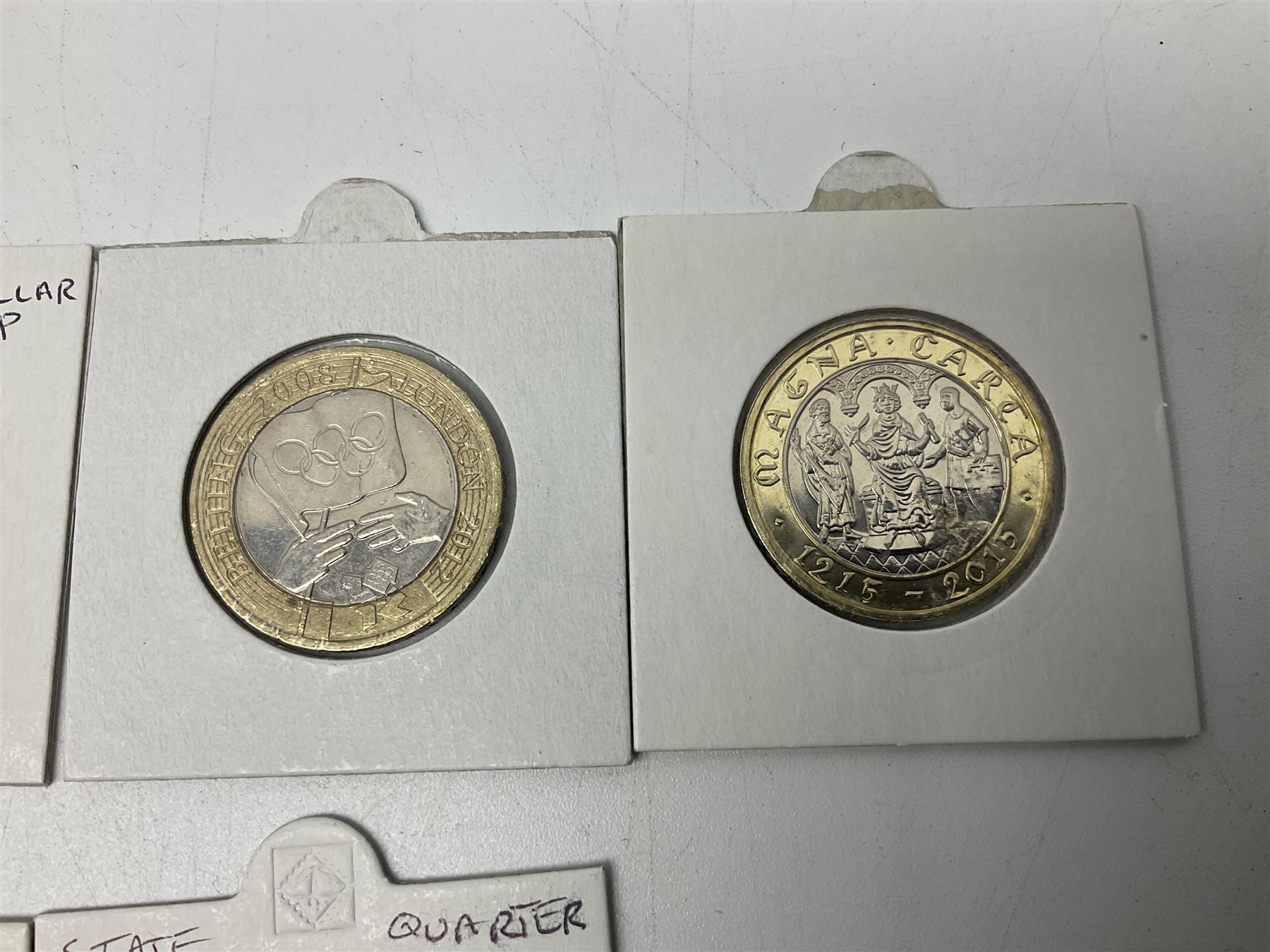 Four Queen Elizabeth II five pound coins - Image 8 of 9