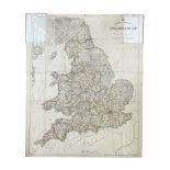 Early 20th century linen backed folding map of England and Wales