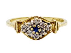 9ct gold blue and clear cubic zirconia cluster ring