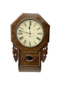 English - late 19th century drop dial 8-day fusee wall clock in a mahogany case