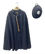 Police Constabulary style uniform items comprising woollen night cape / cloak with chain fastening