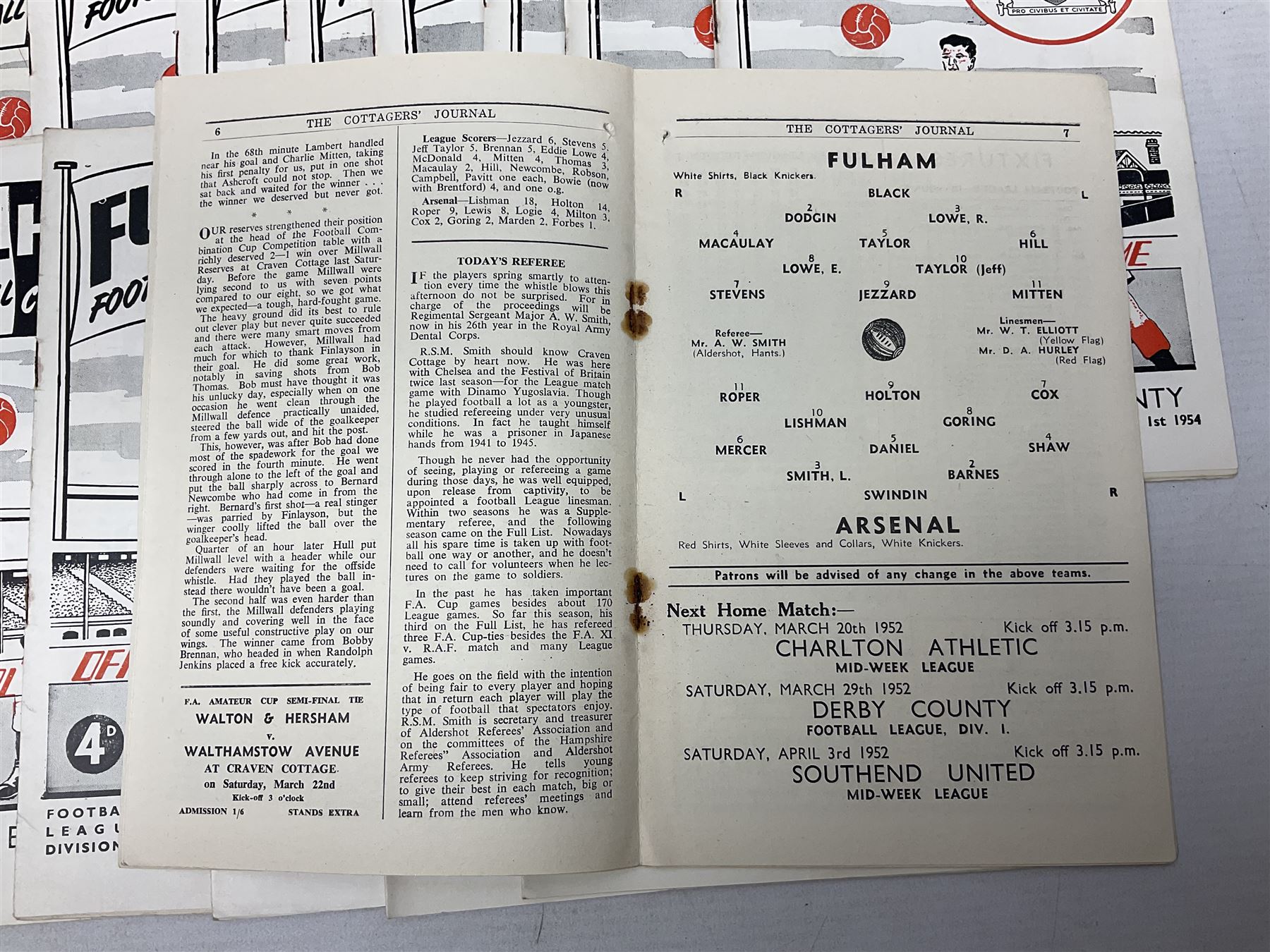 Fulham F.C. programmes - twenty-seven home matches 1949/50 - 1957/58; and two photocopies of memorab - Image 18 of 24