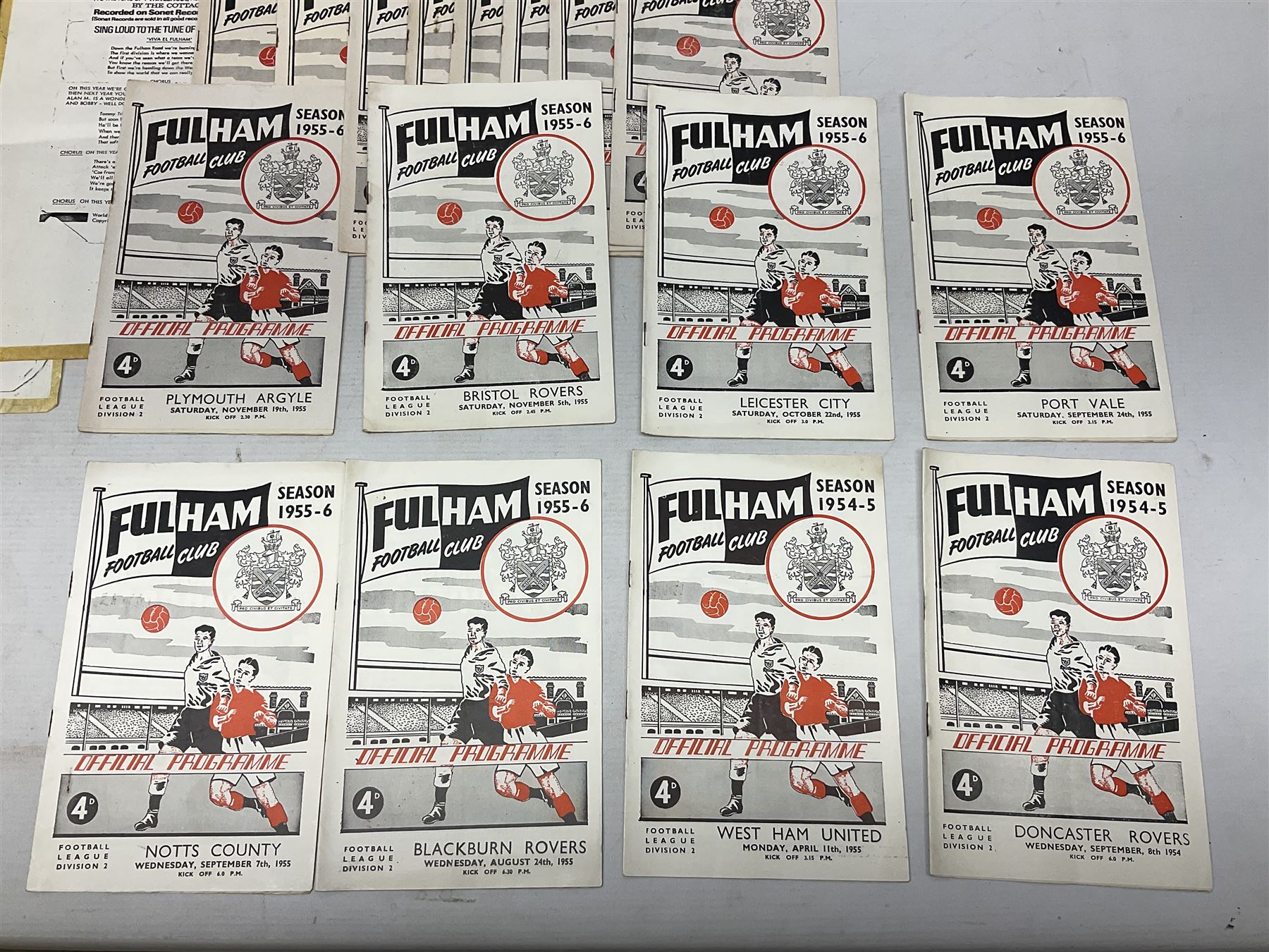 Fulham F.C. programmes - twenty-seven home matches 1949/50 - 1957/58; and two photocopies of memorab - Image 10 of 24