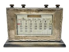 1930s silver mounted wooden perpetual calendar