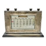 1930s silver mounted wooden perpetual calendar