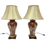 Pair of large table lamps of tapering form