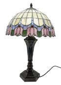 Tiffany style table lamp with leaded shade