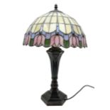 Tiffany style table lamp with leaded shade