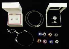 Collection of Pandora jewellery including two silver stone-set rings