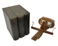 Stereoscope viewer and box of stereoscopic views of Switzerland cards