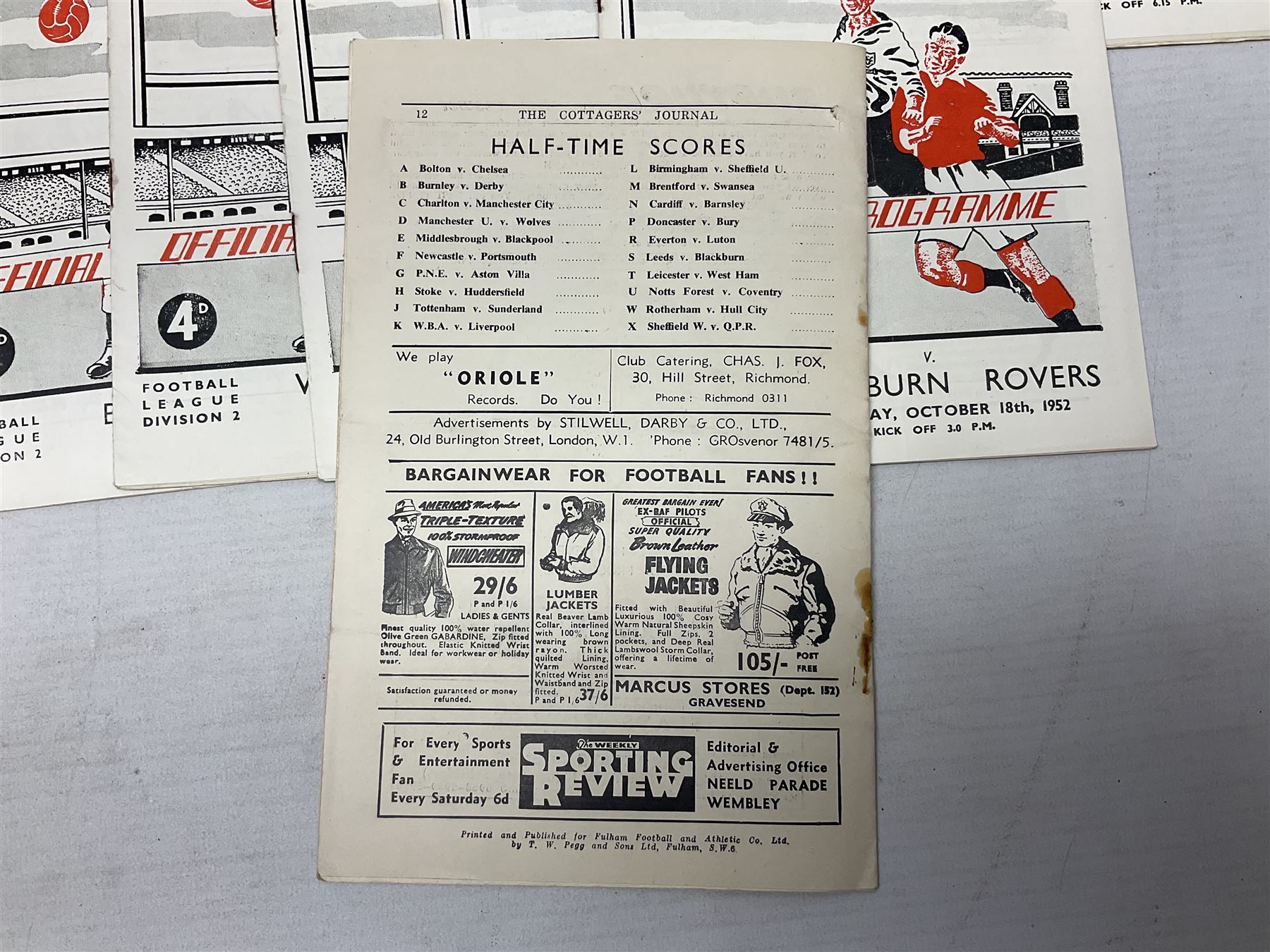 Fulham F.C. programmes - twenty-seven home matches 1949/50 - 1957/58; and two photocopies of memorab - Image 20 of 24