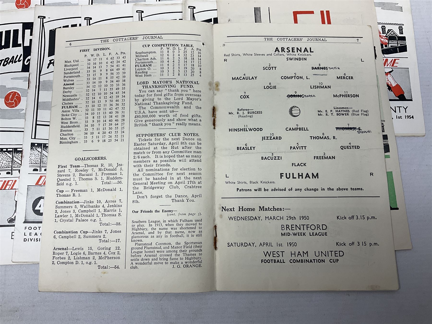 Fulham F.C. programmes - twenty-seven home matches 1949/50 - 1957/58; and two photocopies of memorab - Image 15 of 24