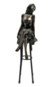 Art Deco style bronze modelled as a semi naked female figure