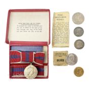 Commemorative medallions or medals including three Queen Victoria Diamond Jubilee small silver medal