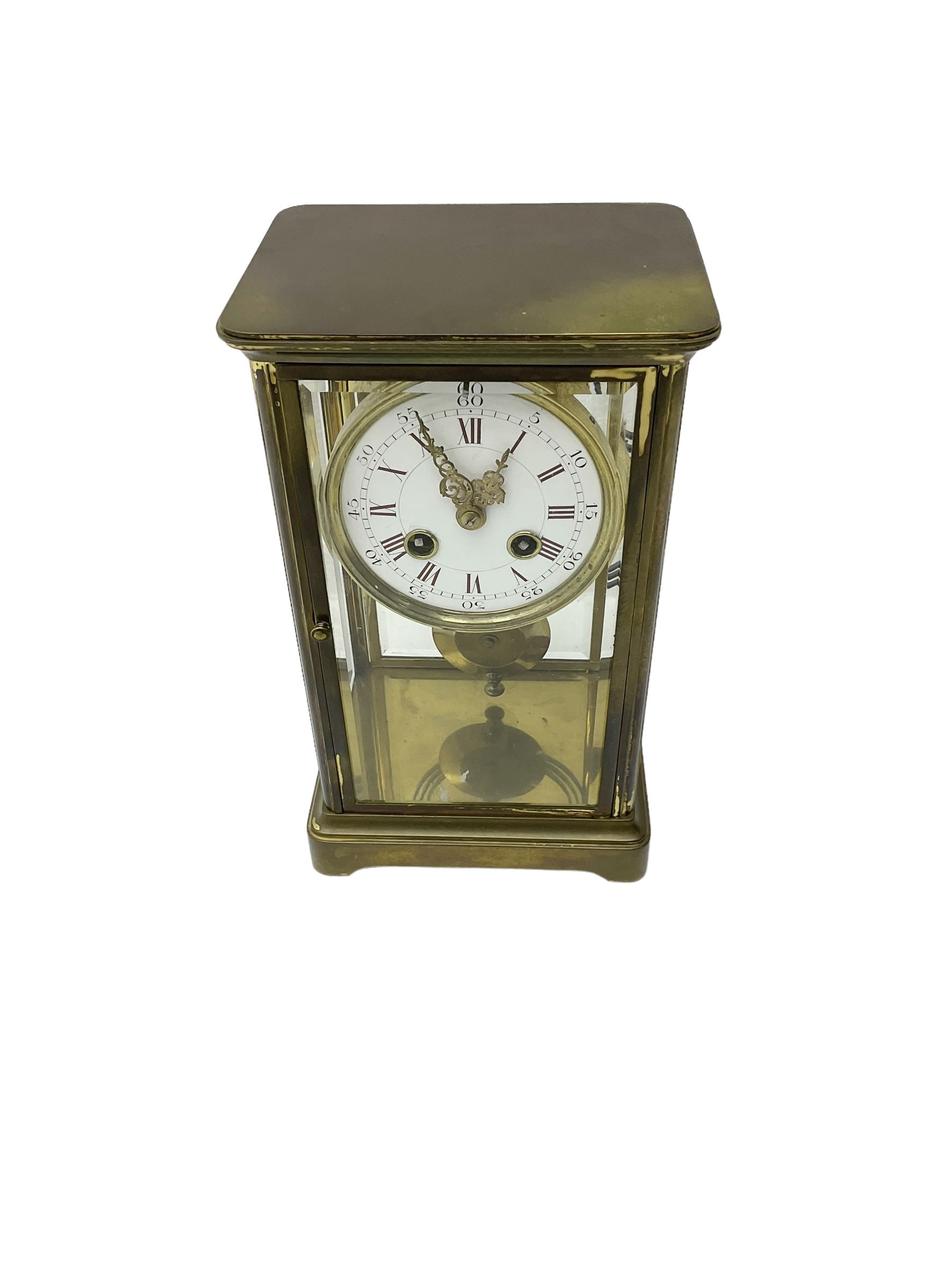 French - Early 20th century 8-day four glass clock c1910 - Image 3 of 4