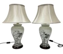 Pair of table lamps of tapering form