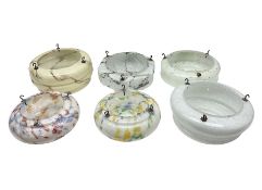 Six Art Deco glass fly catcher light shades