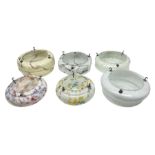 Six Art Deco glass fly catcher light shades