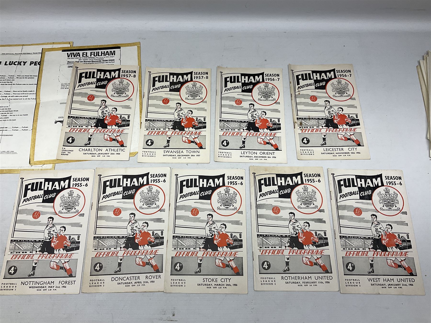 Fulham F.C. programmes - twenty-seven home matches 1949/50 - 1957/58; and two photocopies of memorab - Image 23 of 24