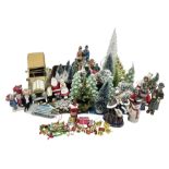 Collection of miniature dolls house Christmas figures and decorations