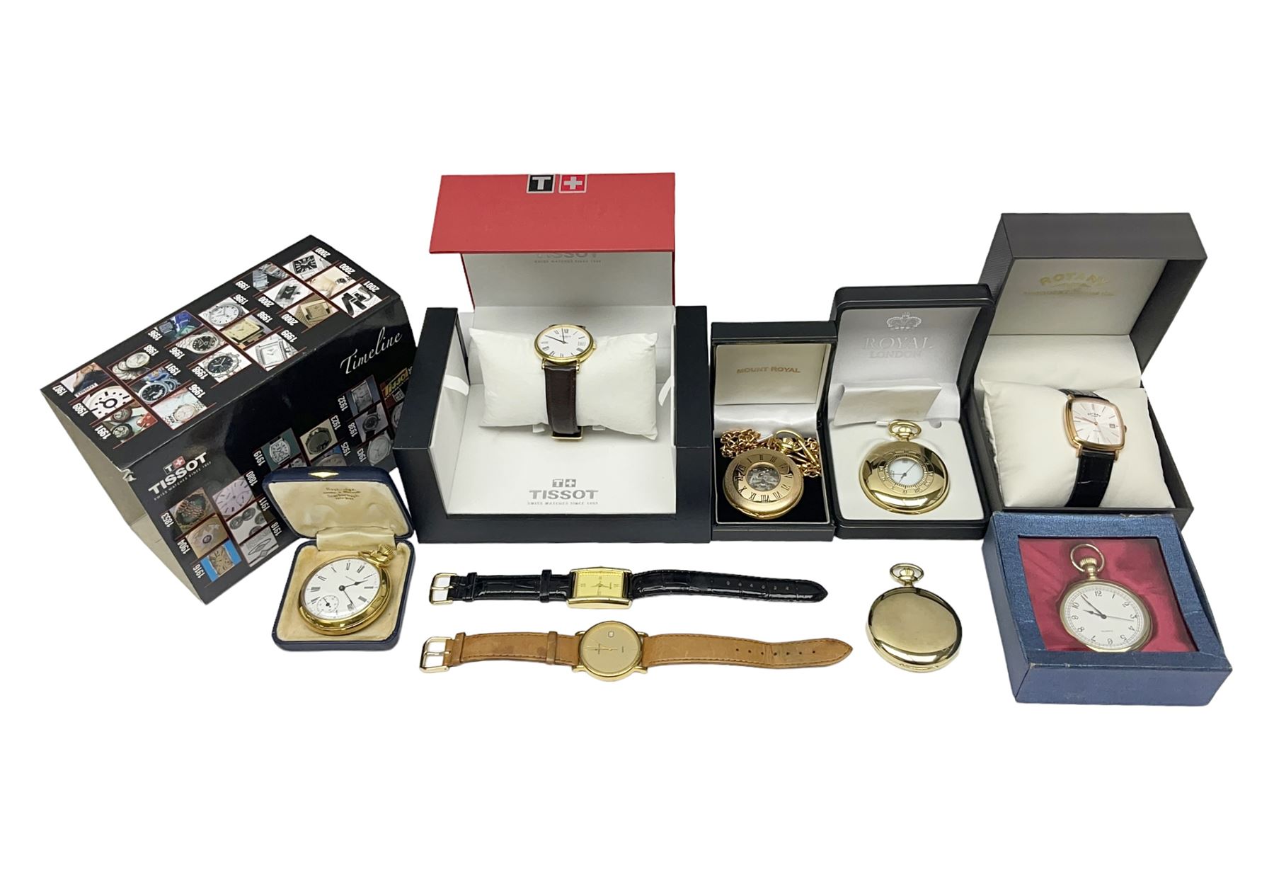 Four gentleman's quartz wristwatches including Tissot gold-plated T870/970