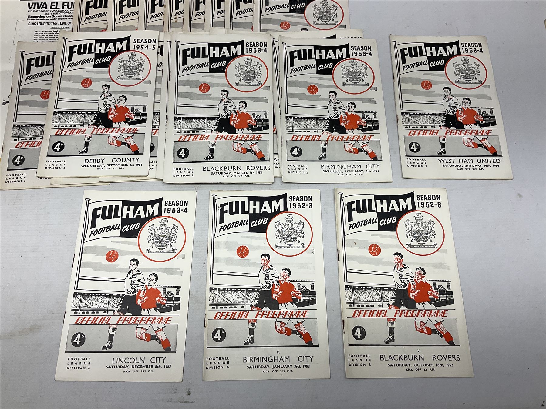 Fulham F.C. programmes - twenty-seven home matches 1949/50 - 1957/58; and two photocopies of memorab - Image 9 of 24