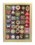 Boy Scout Interest; framed collection of Boy Scouts cloth insignias