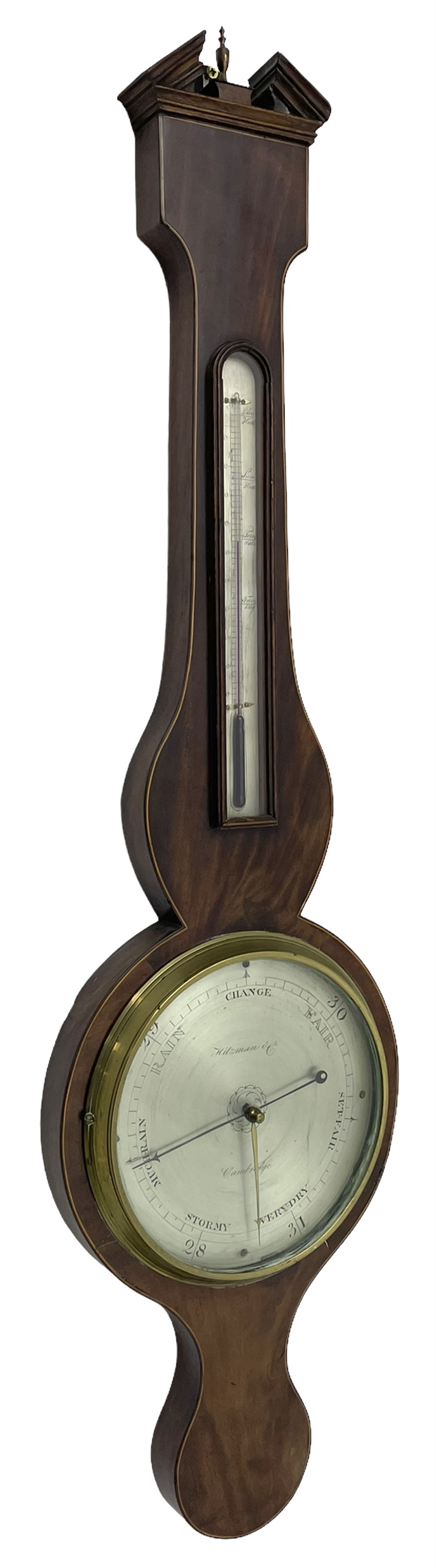 Hitzman & Co of Cambridge - Early 19th century mahogany mercury wheel barometer c1830