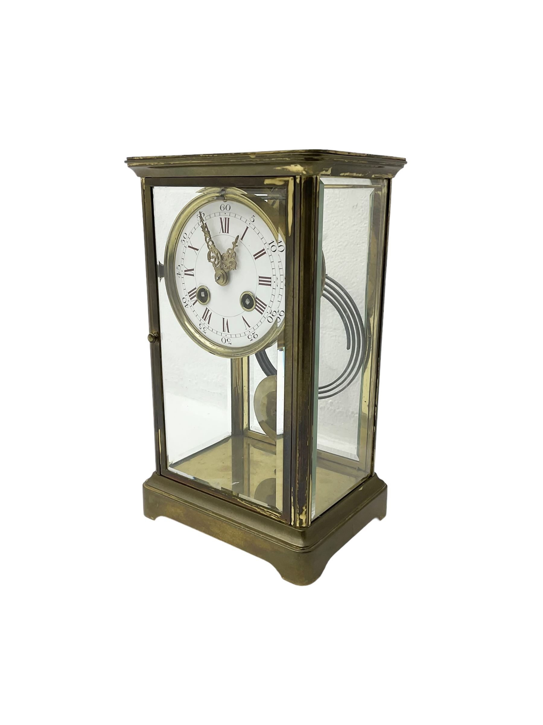 French - Early 20th century 8-day four glass clock c1910 - Image 2 of 4