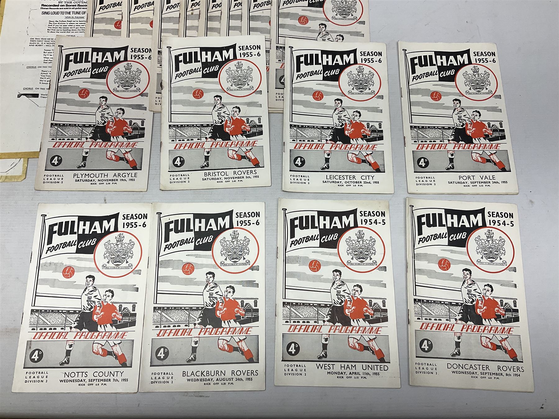 Fulham F.C. programmes - twenty-seven home matches 1949/50 - 1957/58; and two photocopies of memorab - Image 22 of 24