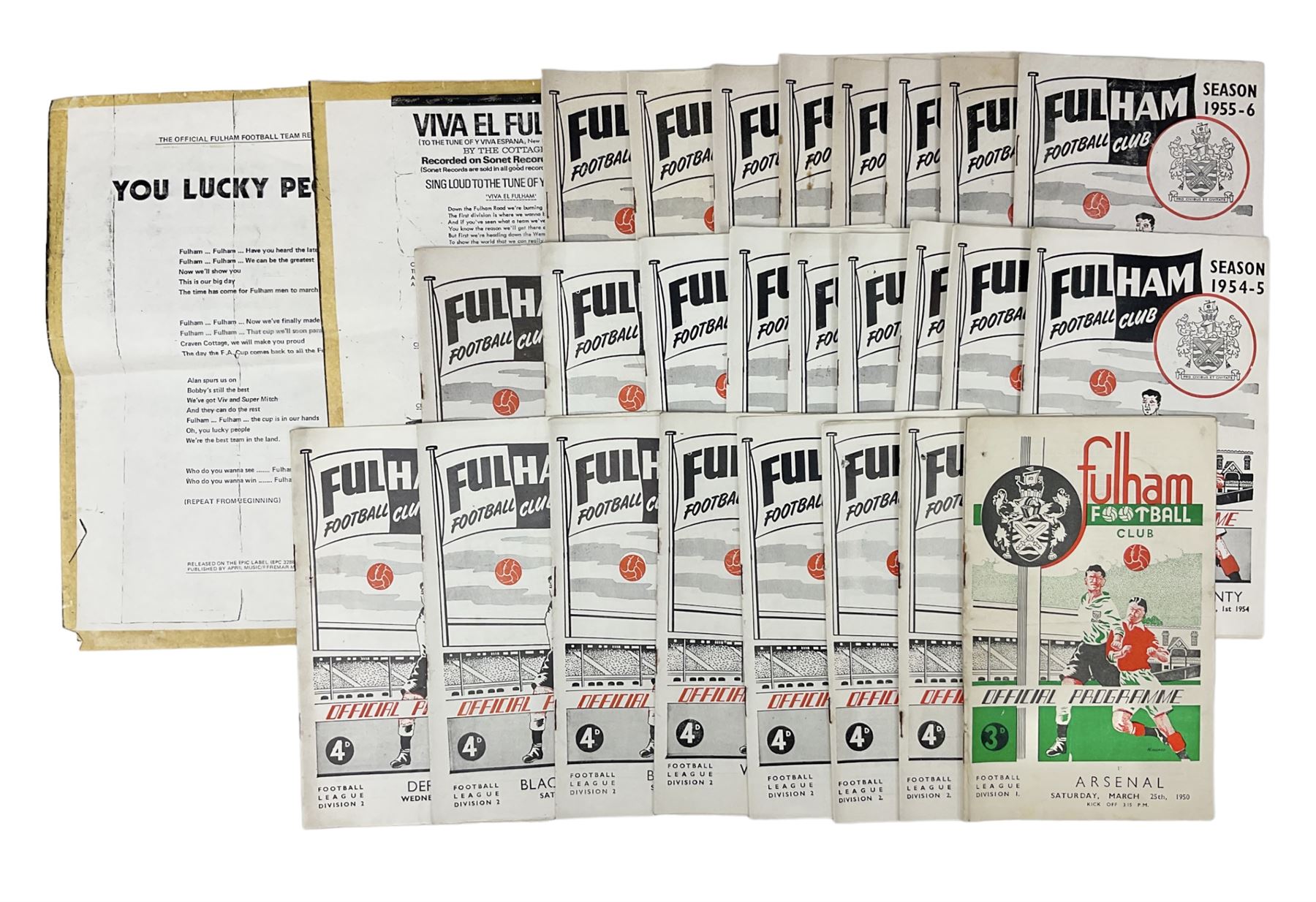 Fulham F.C. programmes - twenty-seven home matches 1949/50 - 1957/58; and two photocopies of memorab - Image 13 of 24