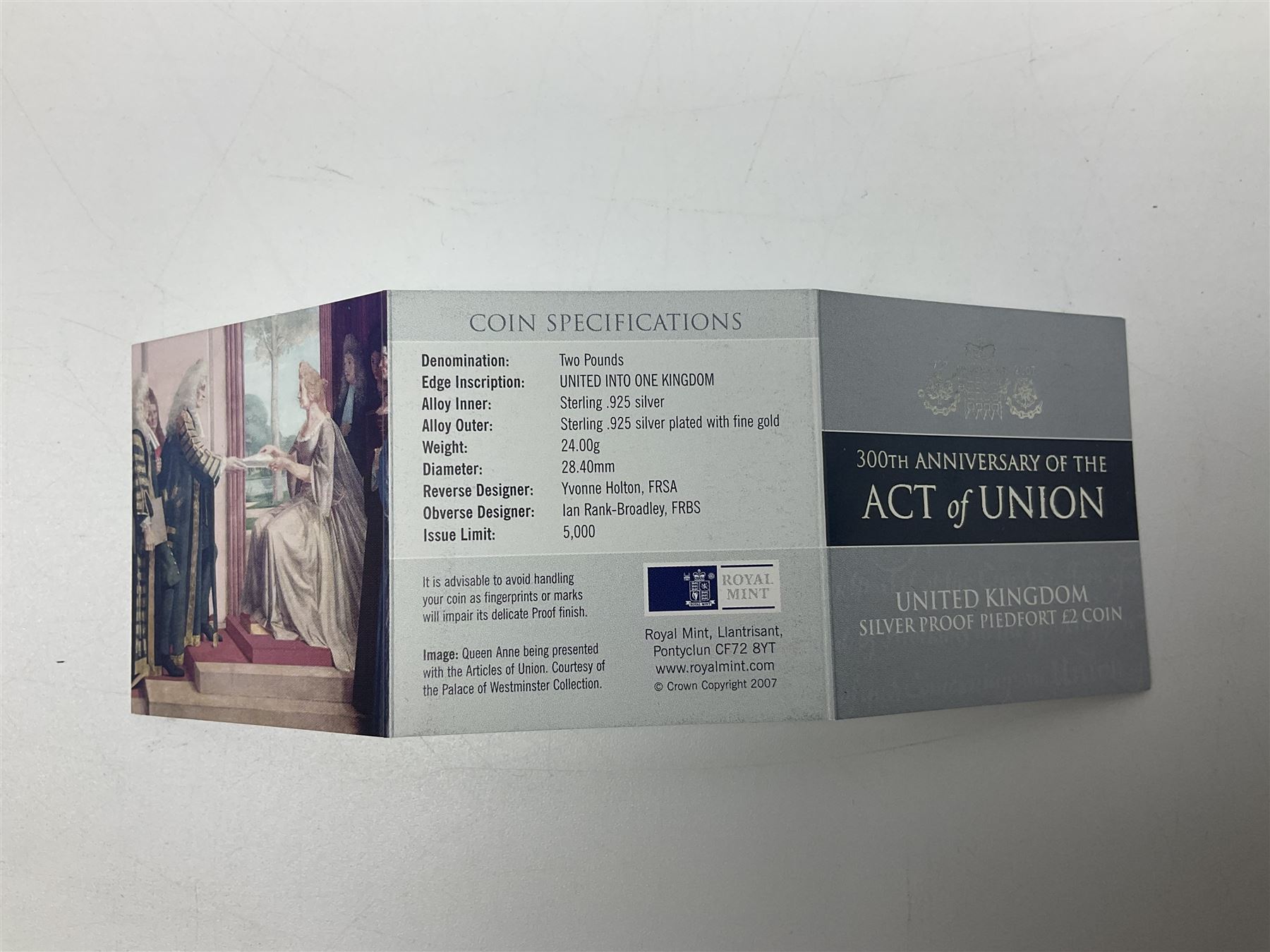 The Royal Mint United Kingdom 2007 '300th Anniversary of The Act Of Union' silver proof piedfort two - Image 6 of 6