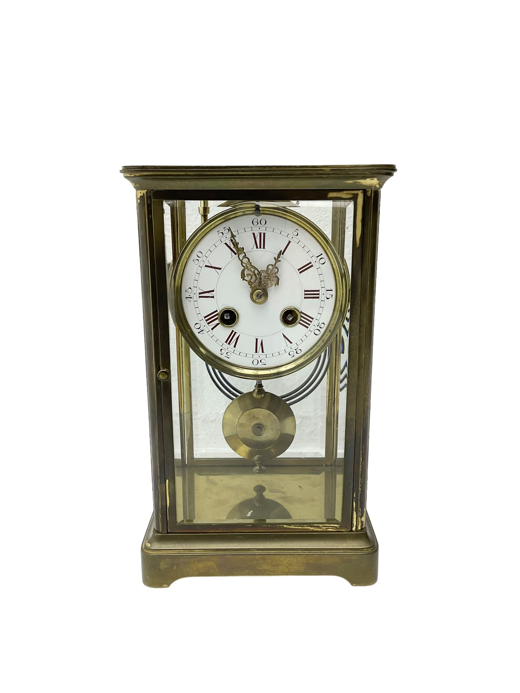 French - Early 20th century 8-day four glass clock c1910