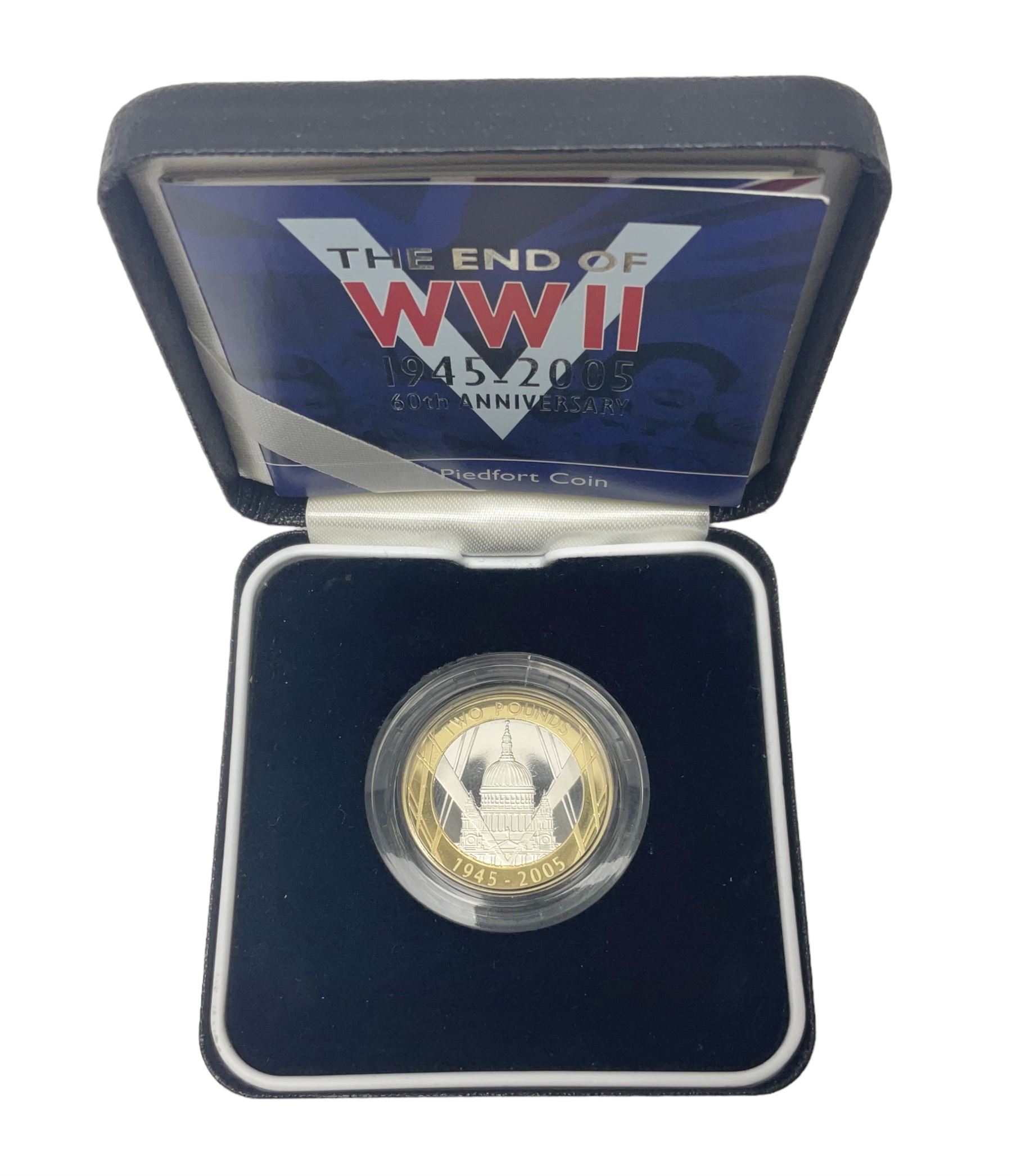 The Royal Mint United Kingdom 2005 'The End of WWII 60th Anniversary' silver proof piedfort two poun