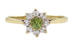 9ct gold stone set flower head cluster ring