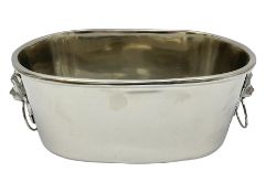 Contemporary plated ice bucket with lion mask handles