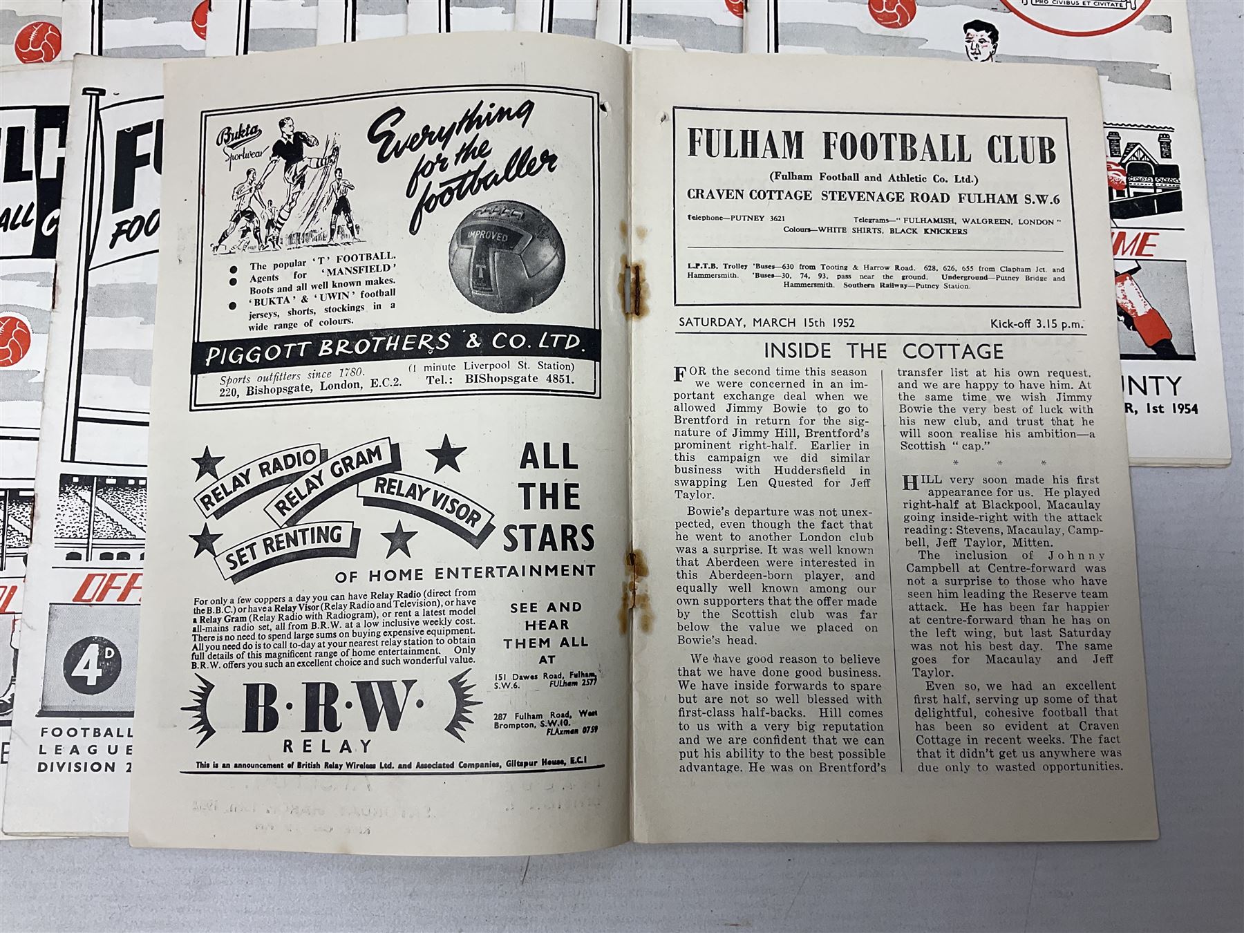 Fulham F.C. programmes - twenty-seven home matches 1949/50 - 1957/58; and two photocopies of memorab - Image 5 of 24