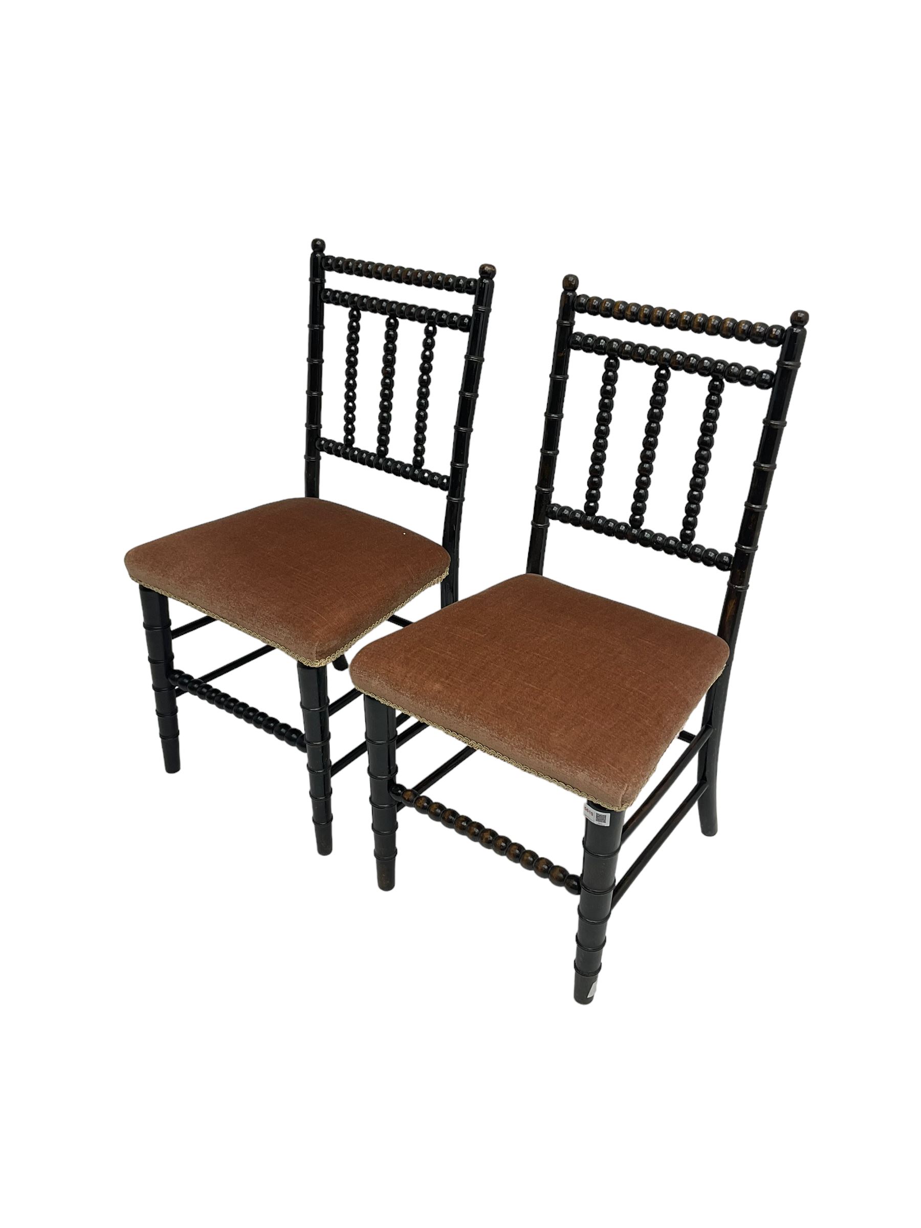 Pair Edwardian bobbin turned chairs - Image 2 of 2