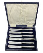 Set of six 1920s silver handled butter knives