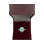 Silver opal and cubic zirconia ring