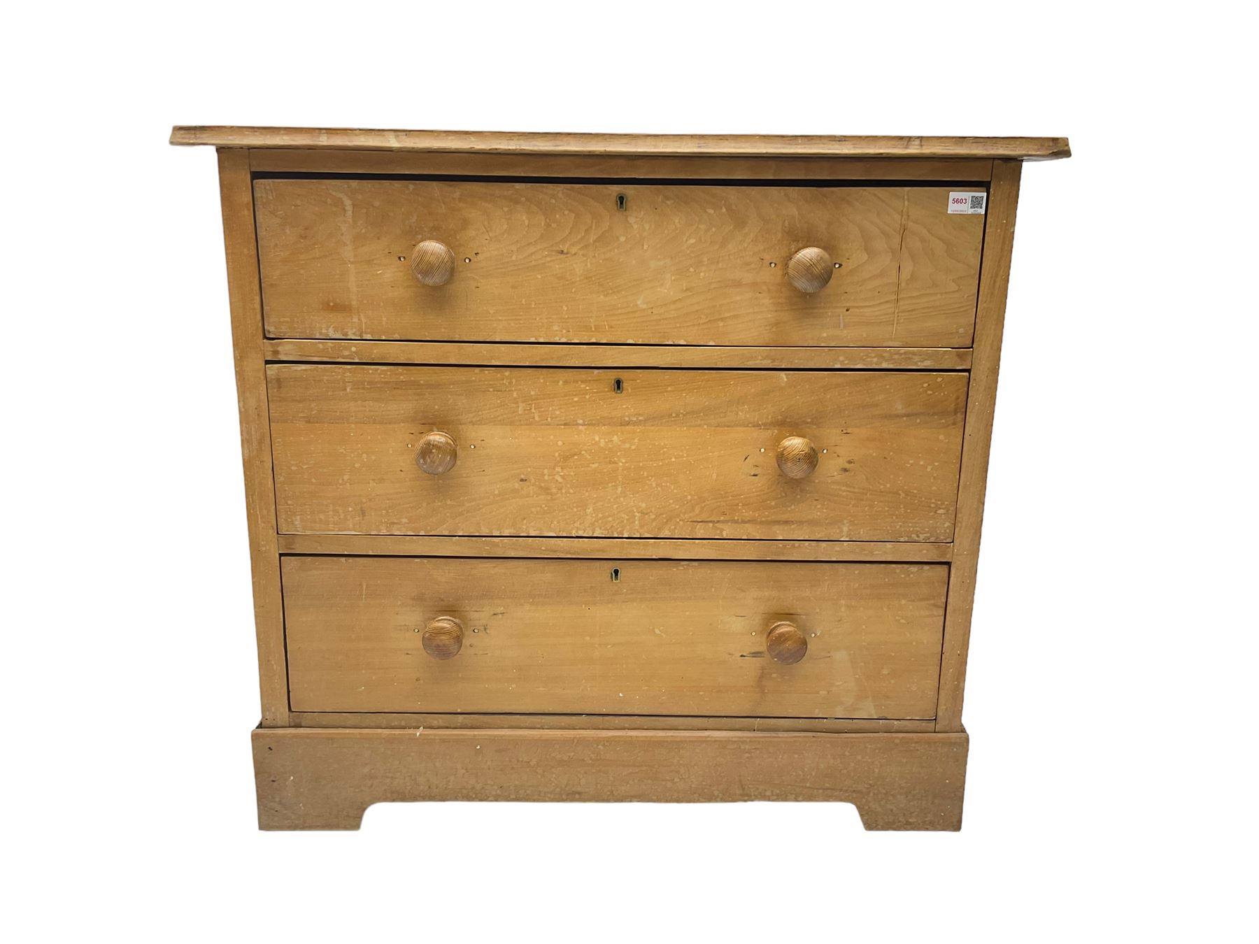 Traditional rustic pine chest fitted with three drawers