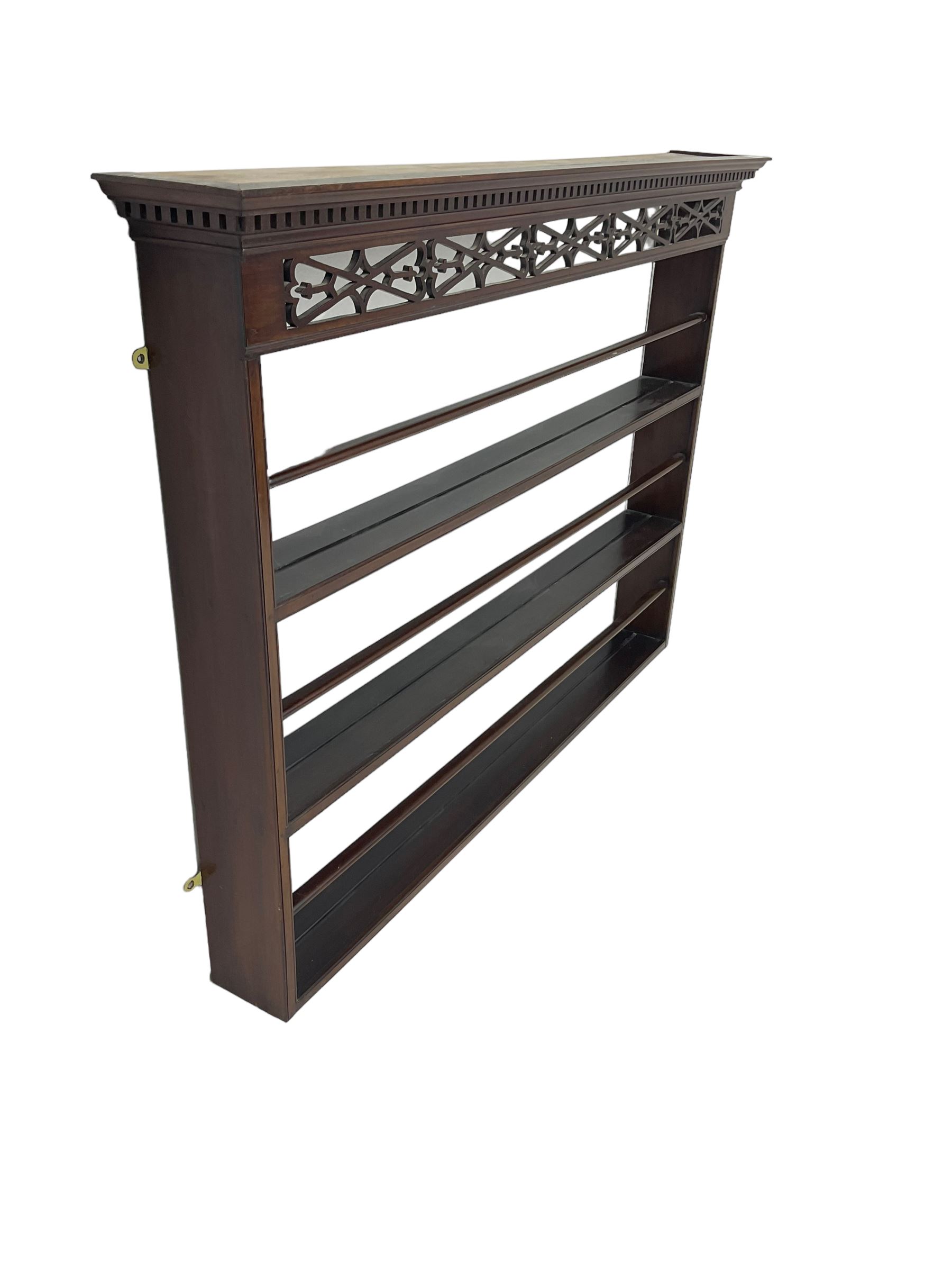 Chippendale design mahogany three-tier plate rack