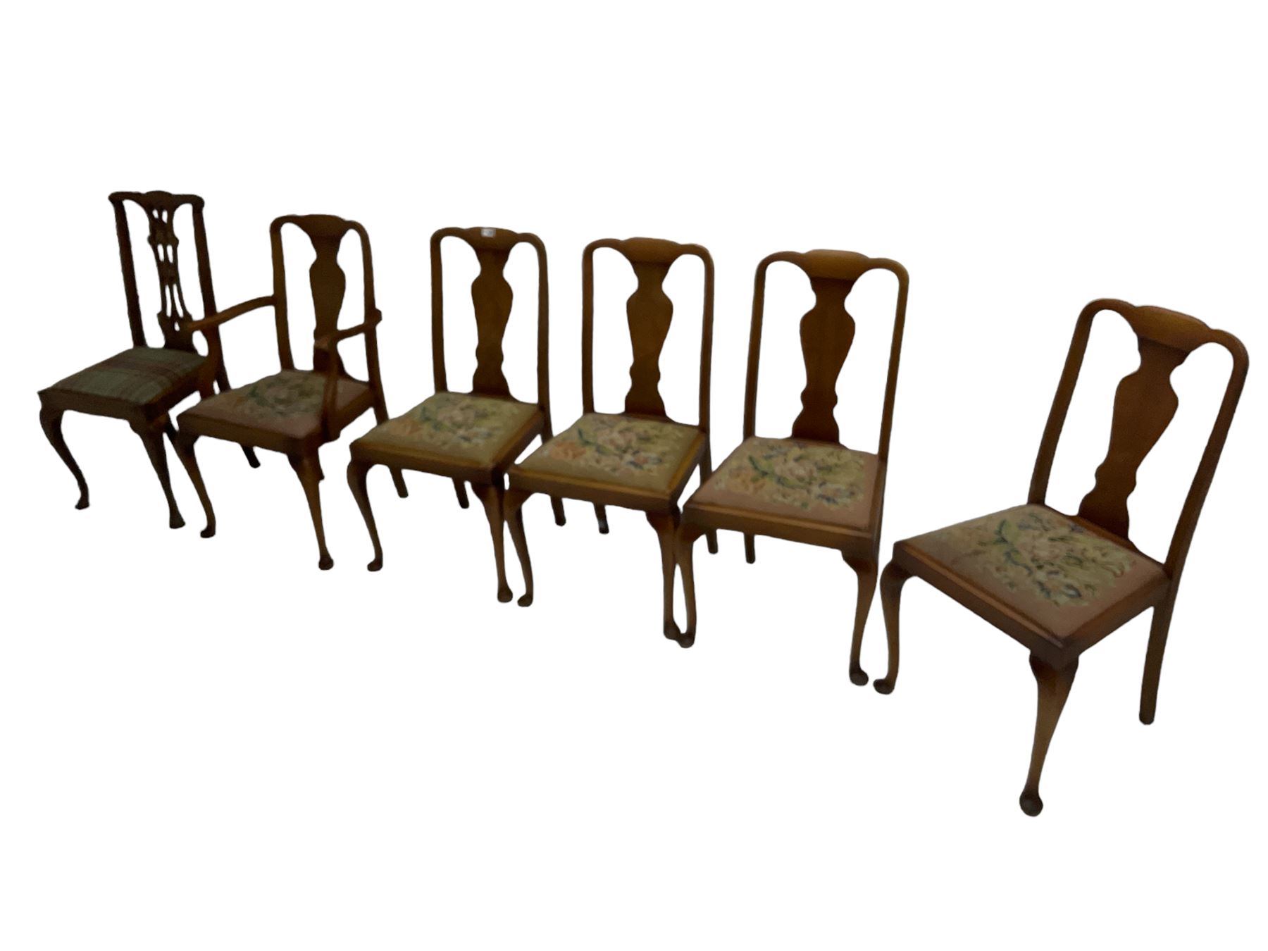Set five (4+1) hardwood dining chairs - Image 2 of 2