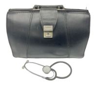 Doctor's leather bag with stethoscope