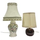 Copeland Spode table lamp with floral decoration
