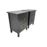 Pair black finish bedside cabinets