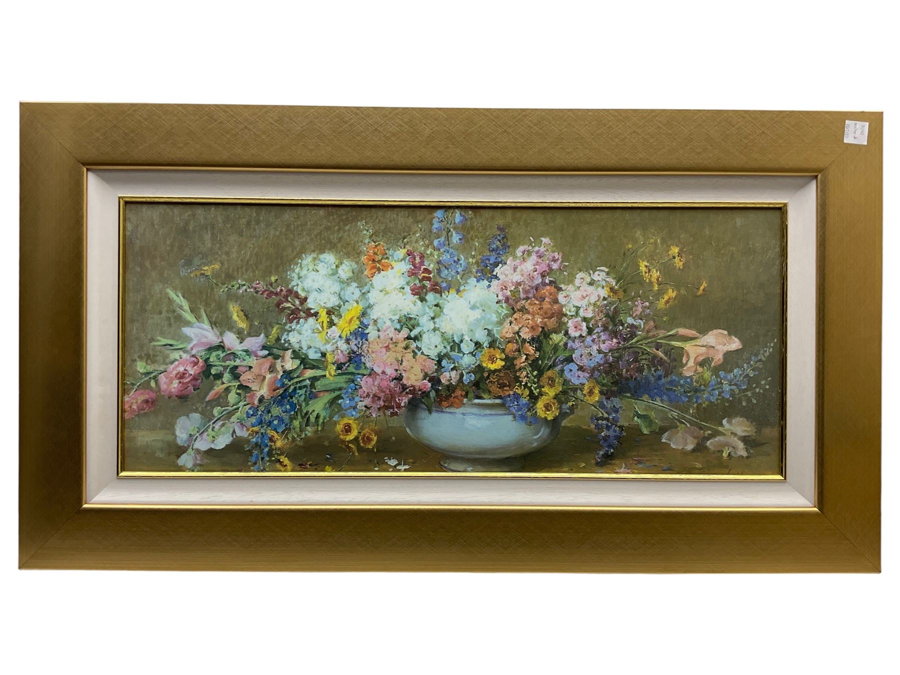 Large gilt framed contemporary floral print