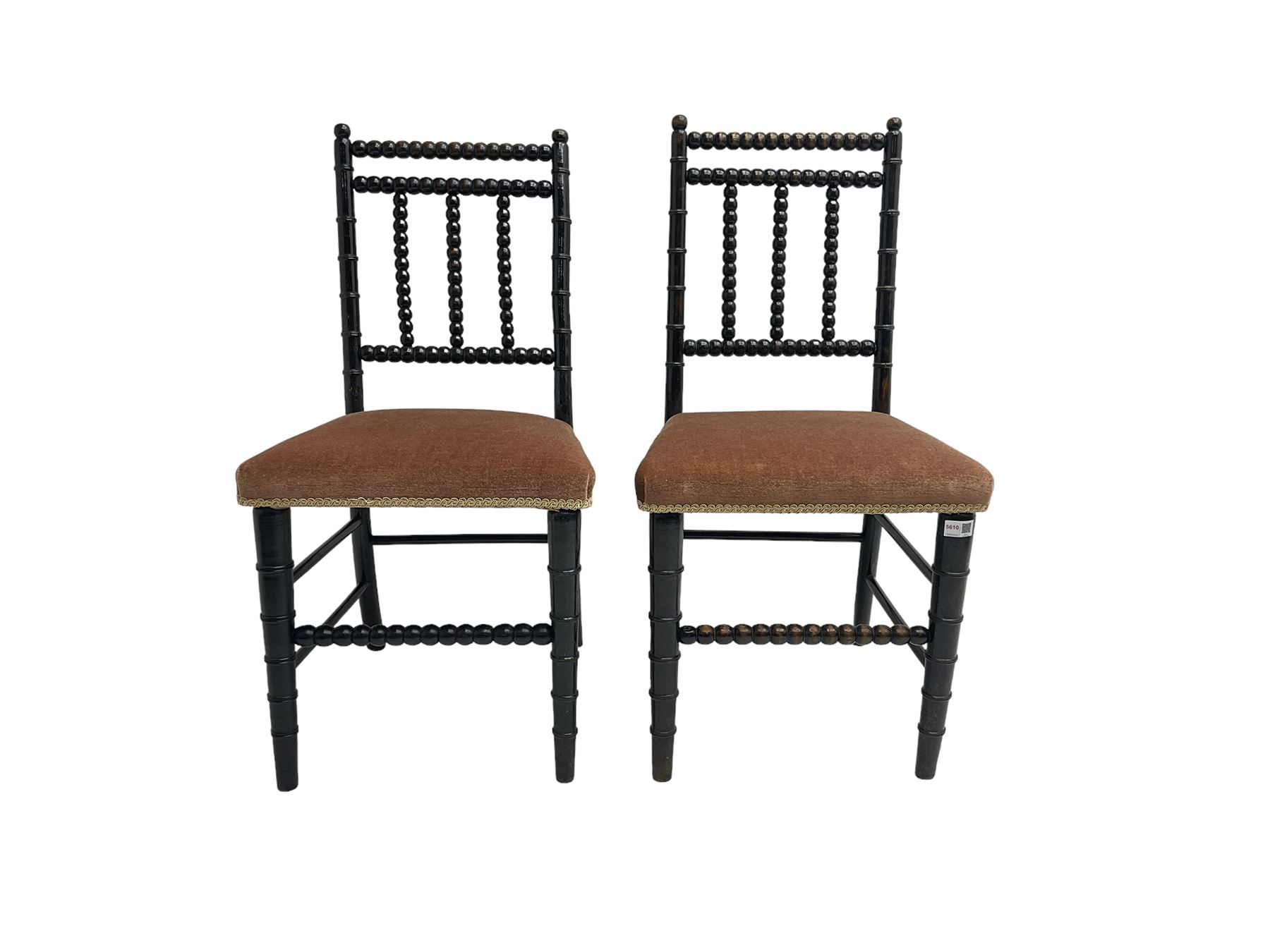 Pair Edwardian bobbin turned chairs